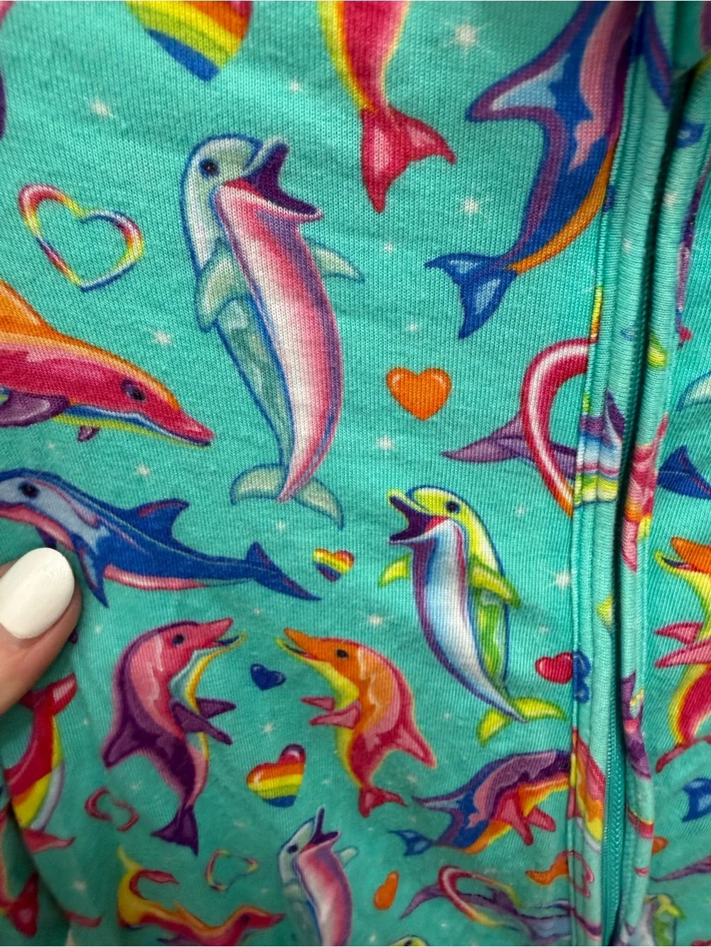 Posh Peanut Lisa Frank Dancing Dolphins convertible zipper pajamas
